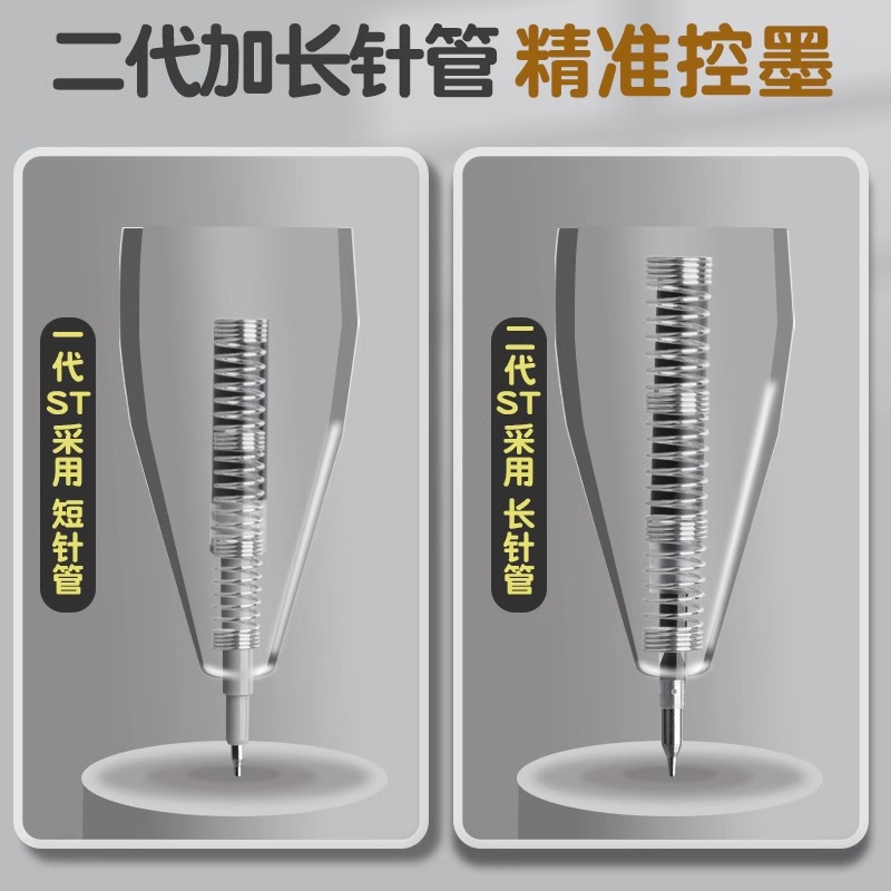 得力速干刷题按动笔中性笔ST笔头学生0.5考试透明杆黑色水笔签字