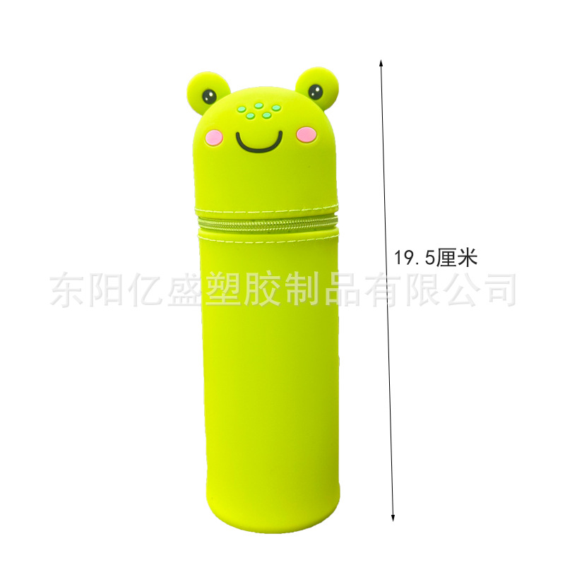 工厂新品青蛙笔筒学习用品可爱鸭子卡通造型立体伸缩硅胶笔袋